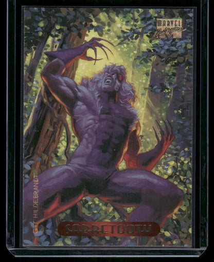 Collectible Marvel Masterpieces Sabretooth trading card from 1994 Marvel Masterpieces series