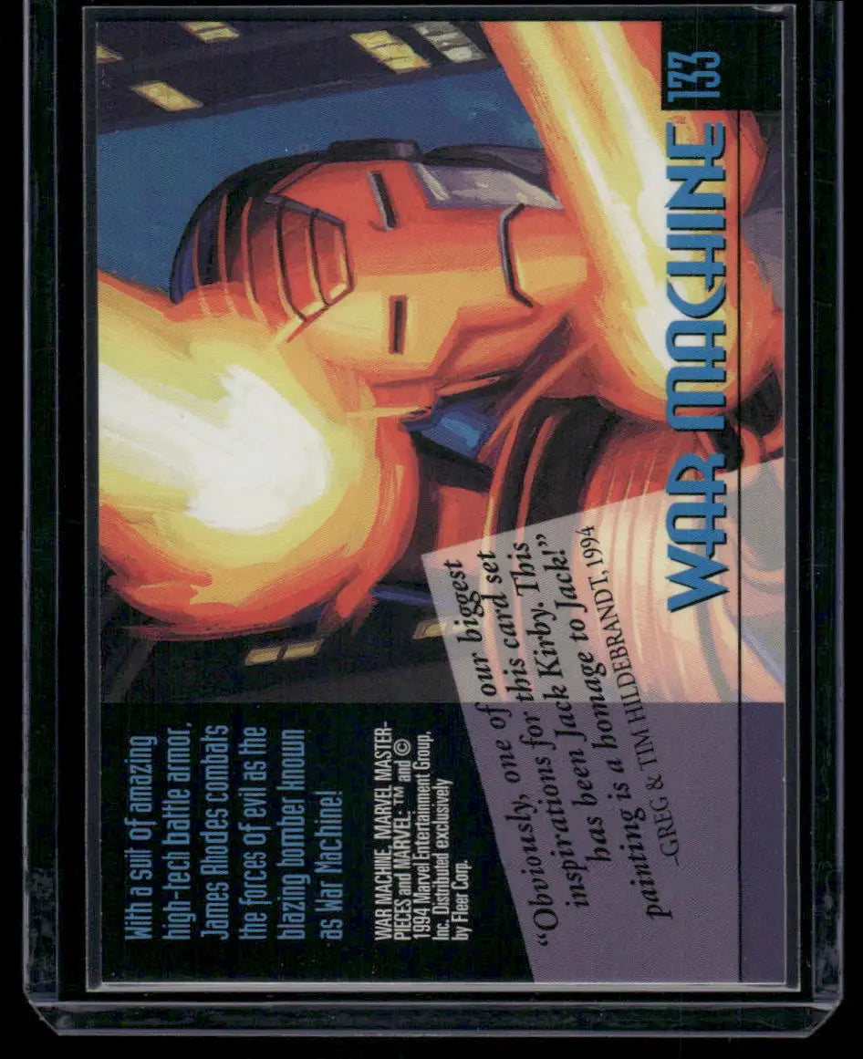 Collectible Marvel Masterpieces War featuring War Machine card from 1994 Marvel Masterpieces