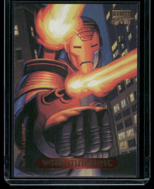 Holographic trading card of War Machine from Marvel Masterpieces War series