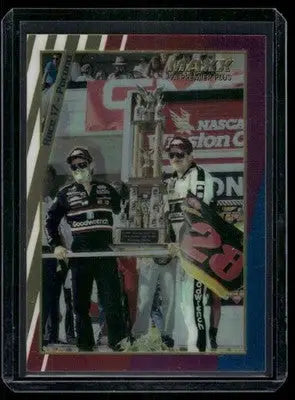 Framed collectible racing card featuring Dale Earnhardt and a trophy from Maxx Premier Plus