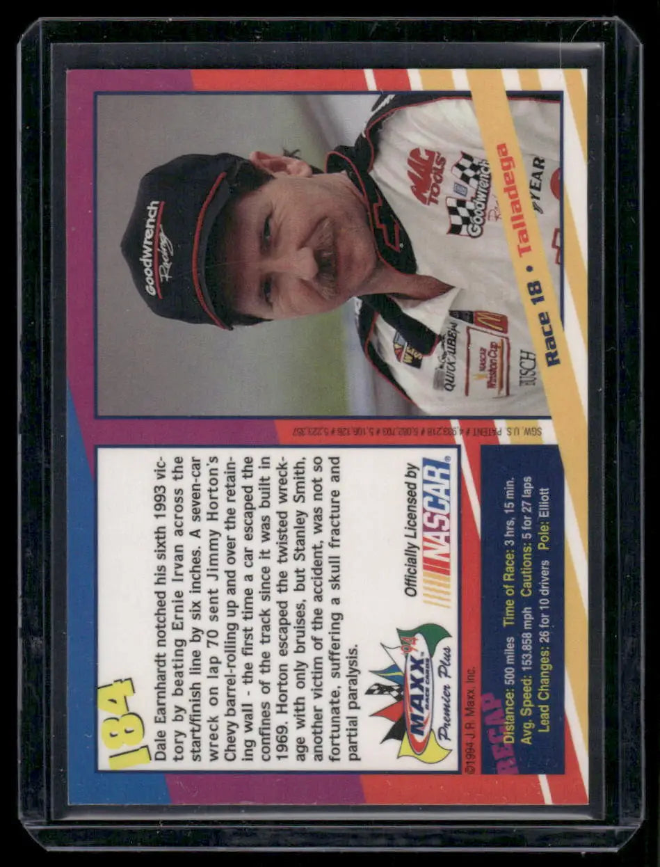 Maxx Premier Plus Dale Earnhardt racing card from 1994 Maxx Premier Plus series