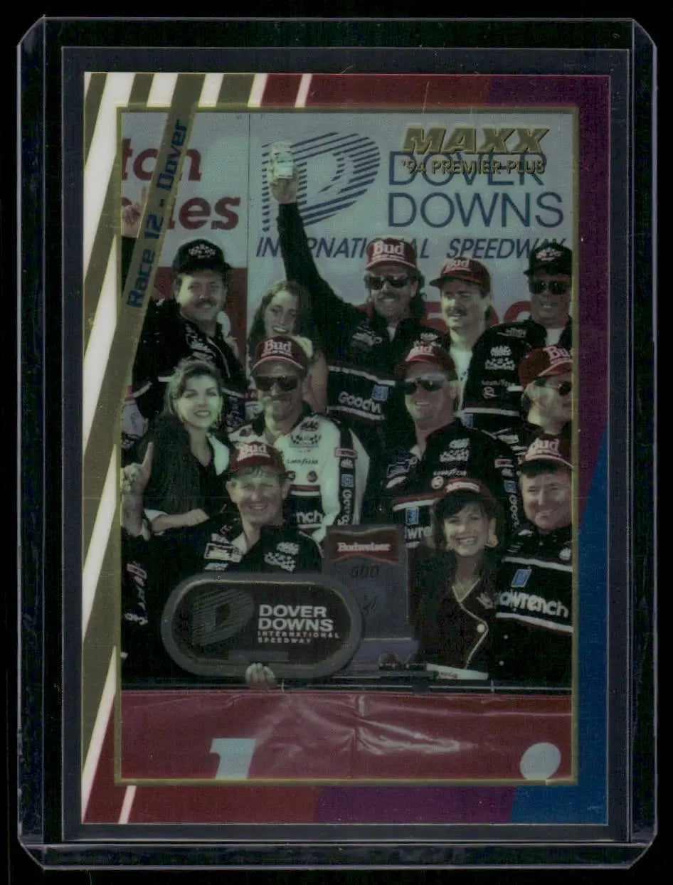 NASCAR trading card featuring Dale Earnhardt in the Maxx Premier Plus series winner’s circle