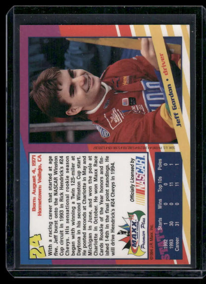 Maxx Premier Plus Jeff Gordon NASCAR racing card from 1994 Maxx Premier Plus series