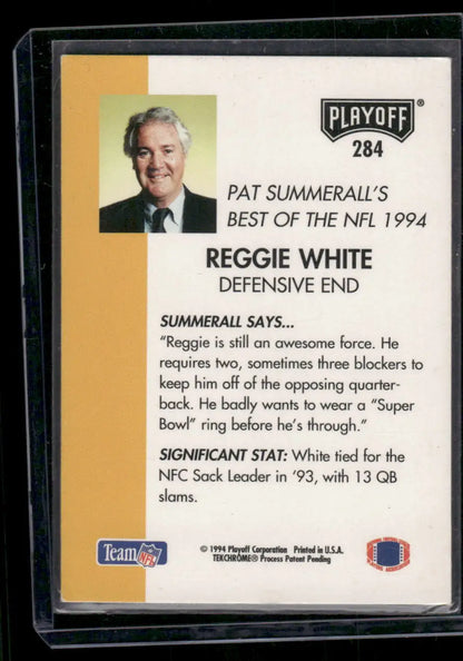 1994 Playoff Reggie White football card featuring Playoff Reggie White, NFL legend