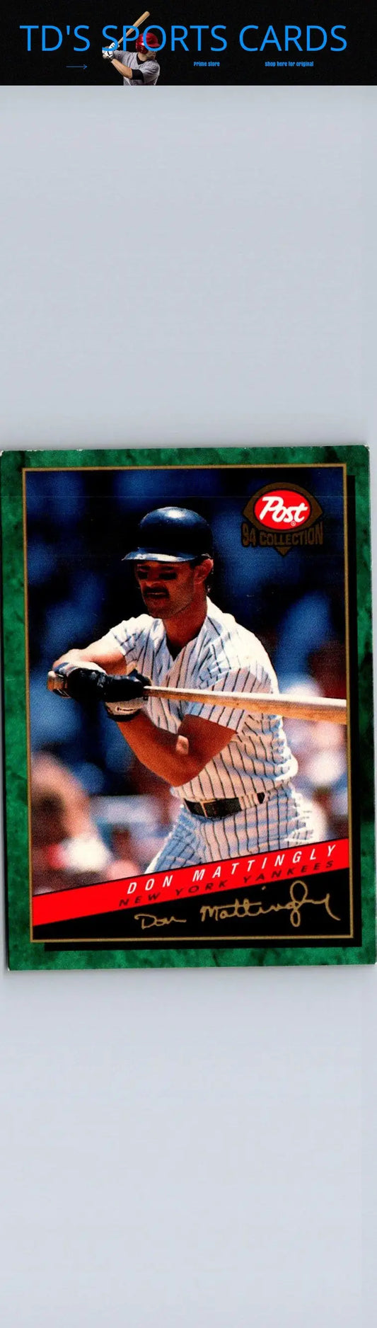 Don Mattingly baseball card from 1994 Post Cereal collection