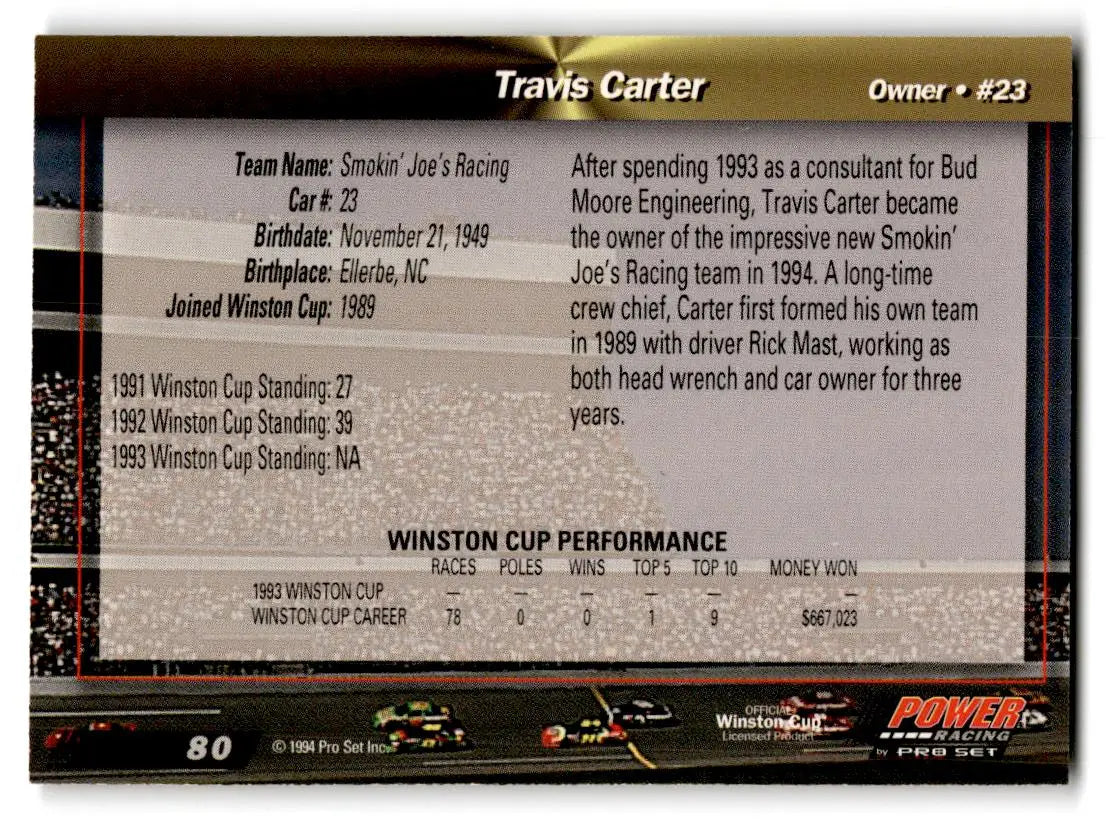 1994 Power #80 Travis Carter - Trading Card