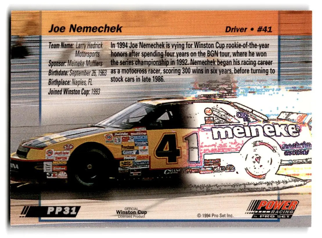 1994 Power #PP31 Joe Nemechek - Trading Cards