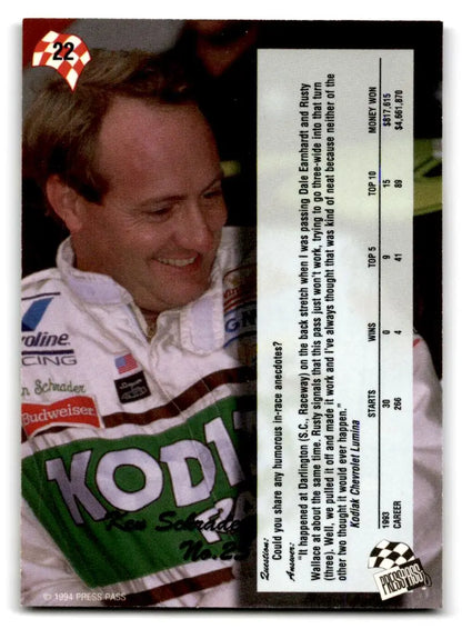 1994 Press Pass #22 Ken Schrader - Trading Cards