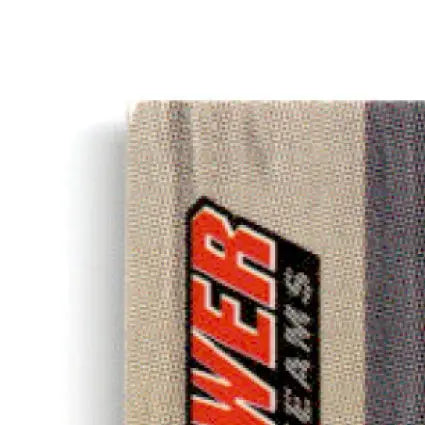 Patch with POWER and DREAMS text on light fabric featuring pro set power and power jack Roush design