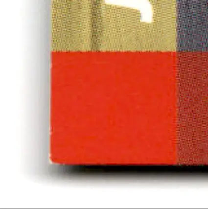 Red yellow and dark gray fabric with white mark on yellow, part of Pro Set Power Jack Roush #PT8