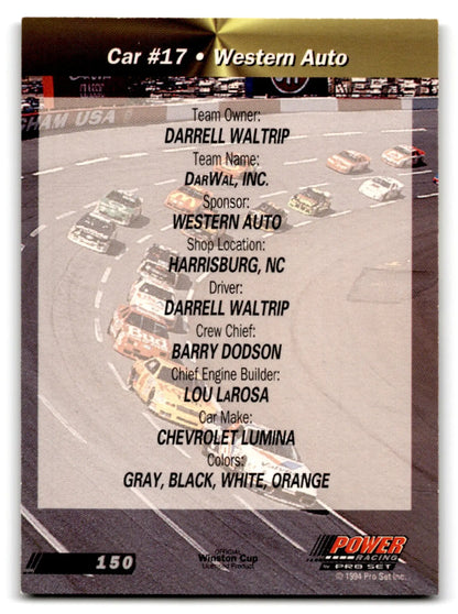 Vintage 1994 Pro Set Power Western Auto NASCAR trading card Darrell Waltrip Chevrolet Lumina
