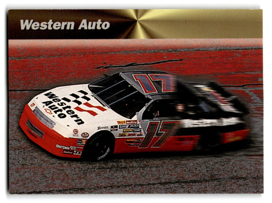 White and red stock car with number 17 from 1994 Pro Set Power Western Auto set power western auto