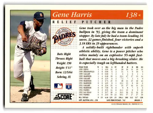 1994 Score #138 Gene Harris NM-MT Padres ID:72066 - Trading Cards