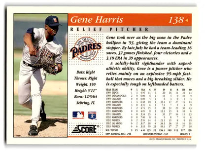 1994 Score #138 Gene Harris NM-MT Padres ID:72066 - Trading Cards