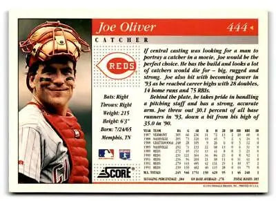 Joe Oliver trading card from the 1994 Score #444 baseball cards collection