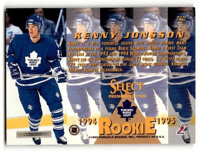 Original gloss Kenny Jonsson Toronto rookie hockey card from 1994 Select #172