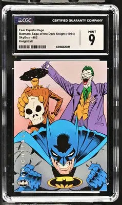 Graded Batman trading card from SkyBox Batman Fear Equals Rage series CGC 9