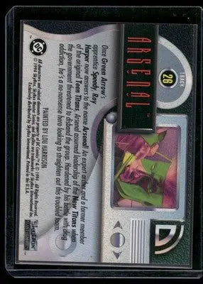 Collectible SkyBox DC Comics Master Series Arsenal trading card in protective sleeve