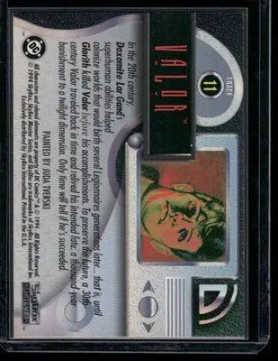 Collectible trading card featuring Valor from SkyBox DC Comics Master Series Valor #11