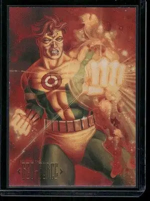 SkyBox DC Master Series Geo-Force #24 comic card featuring a green and yellow hero punching energize