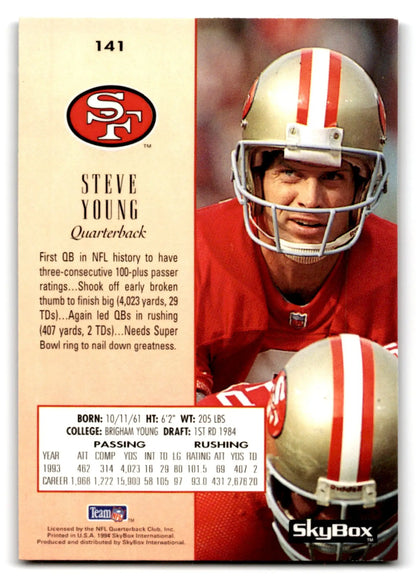 1994 SkyBox Football Premium Steve Young card number 141 San Francisco 49ers