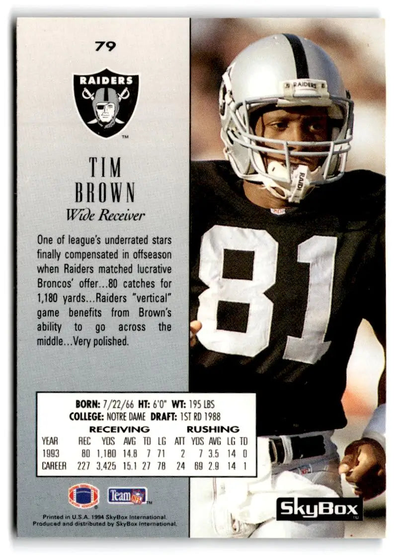1994 SkyBox Premium #79 Tim Brown - Trading Cards