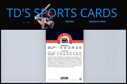 Basketball card back of 1994 SkyBox USA #70 Shaquille O’Neal trading cards