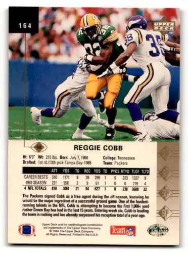 Reggie Cobb Green Bay Packers football card with original gloss in EX/NM condition