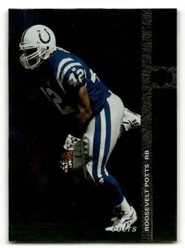 Football player in Colts uniform showcasing original gloss of Roosevelt Potts Indianapolis