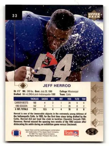 Jeff Herrod Indianapolis Colts football card with original gloss 1994 SP #33