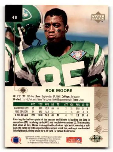 1994 SP #48 Rob Moore New York Jets Football Card in original gloss condition