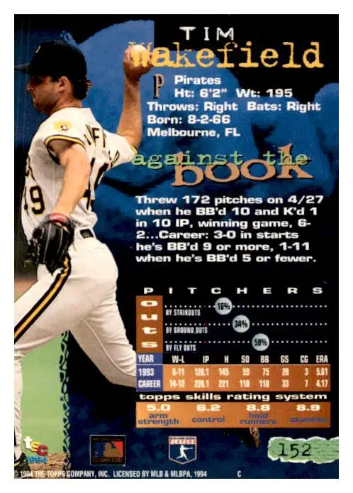 1994 Stadium Club #152 Tim Wakefield - Trading Card