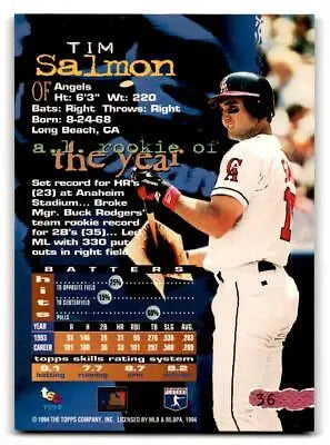 Tim Salmon baseball card from 1994 Stadium Club trading cards collection