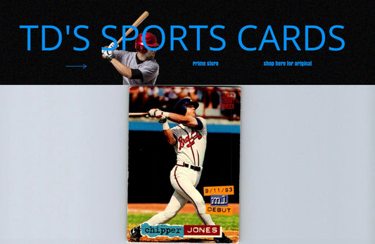 Chipper Jones 1994 Stadium Club #638 trading card on display for collectors