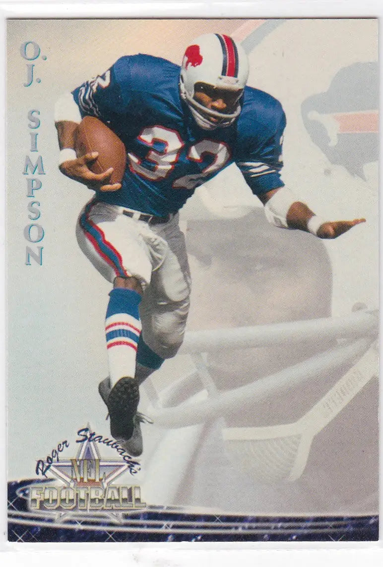 O.J. Simpson football card from 1994 Ted Williams Roger Staubach NFL #8 featuring Simpson Buffalo Bills
