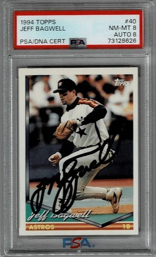 Graded Jeff Bagwell signed HOF PSA 8 Astros trading card for collectors and fans