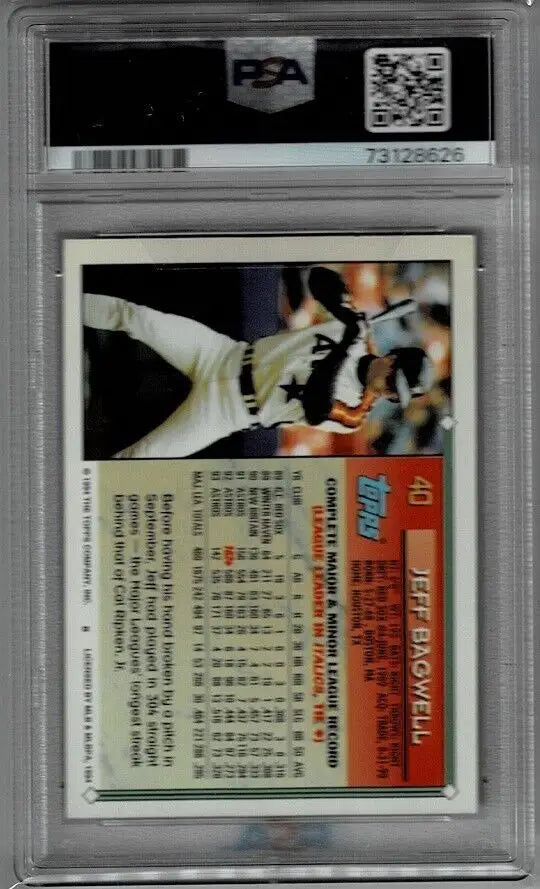 Graded 1994 Topps Jeff Bagwell Signed HOF PSA 8 DNA 8 Astros Trading Card Auto