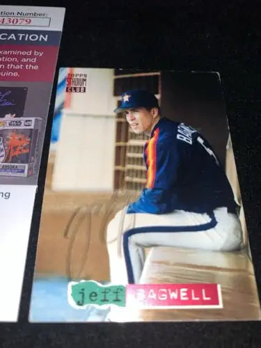 1994 Topps Stadium Club Jeff Bagwell Signed card #108 Astros JSA Auto collectible