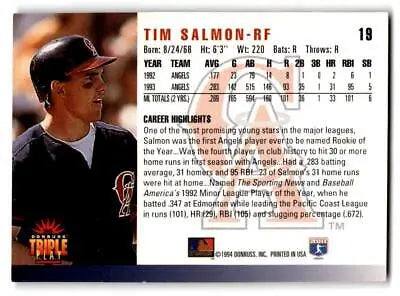 Tim Salmon baseball card from 1994 Triple Play trading cards collection