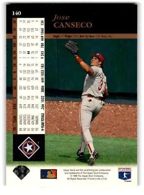 Jose Canseco 1994 Upper Deck #140 trading card for baseball card collectors
