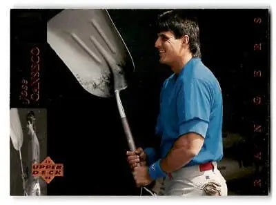 Jose Canseco holding a shovel on 1994 Upper Deck trading card #140
