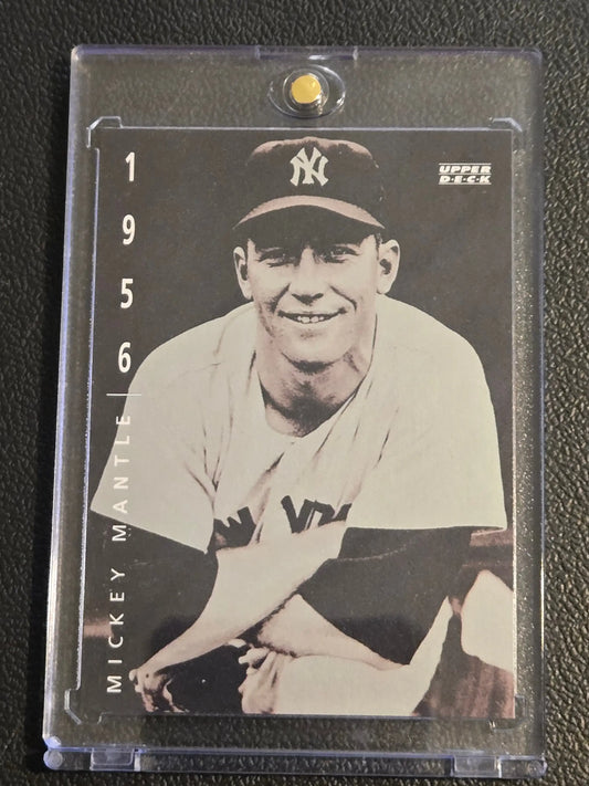 Mickey Mantle 1956 Upper Deck baseball card in protective case from 1994 Upper Deck Baseball