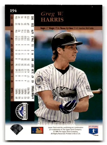 1994 Upper Deck Electric Diamond #194 Greg Harris NM Near Mint Rockies ID:72060 - Trading Cards