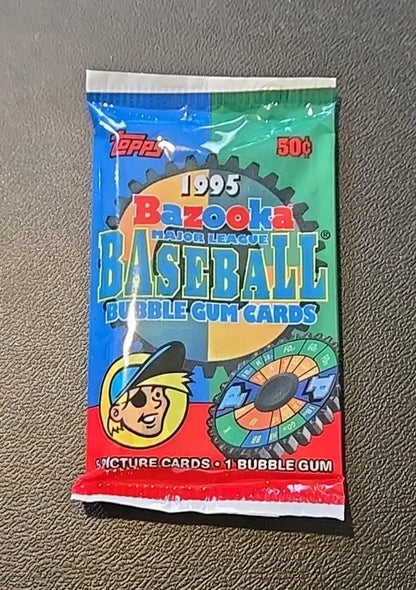 Sealed 1995 Bazooka MLB packs including baseball card pack from the 1995 set