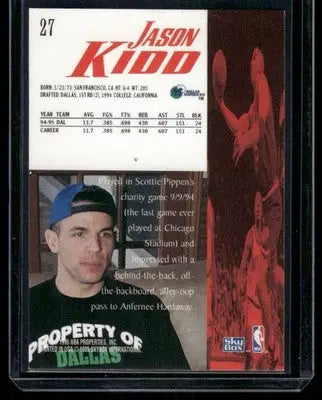 1995-96 SkyBox Premium Jason Kidd #27 Basketball - Basketball Card