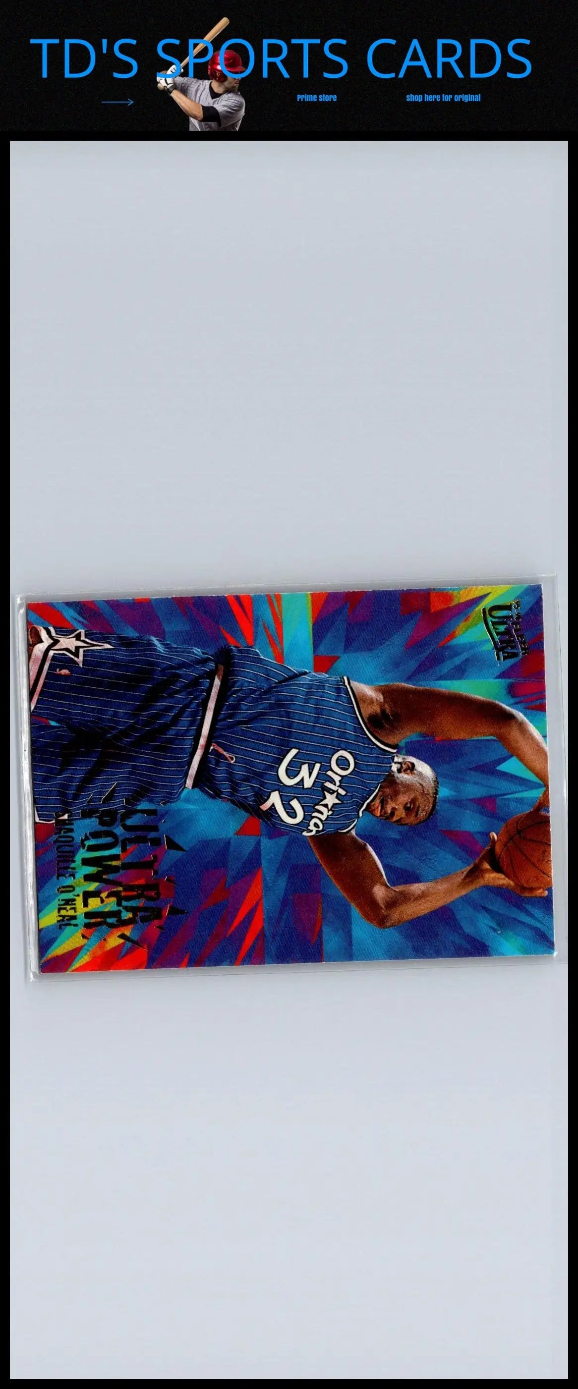 Shaquille O’Neal Ultra Power 1995-96 trading card showcasing basketball memorabilia