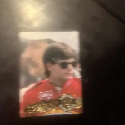 Racing card featuring Jeff Gordon with Dale Earnhardt in sunglasses, Action Packed Jeff