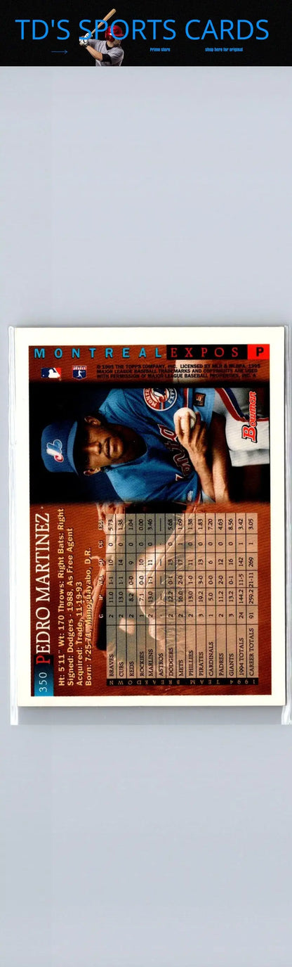 Pedro Martinez baseball card from 1995 Bowman series, a sought-after trading card item