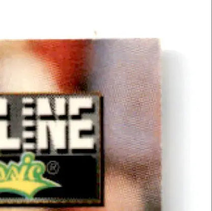 Partial view of metallic-looking classic assets football Steve Young pin with black border