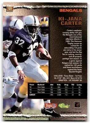 Ki-Jana Carter 1995 Classic Pro Line Rookie Football Card Cincinnati Bengals #121